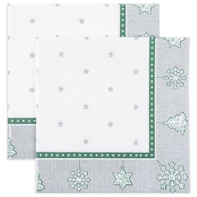 Салфетки бумажные 3сл. Текстиль 25413/44383 (33*33см.) 20шт. НГ "Новогодний гобелен серебро" РБ