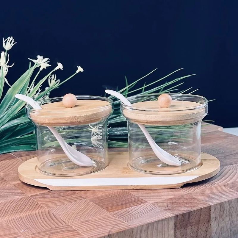 Набор д/специй 160-281 (2шт.) на бамб. подставке +ложки