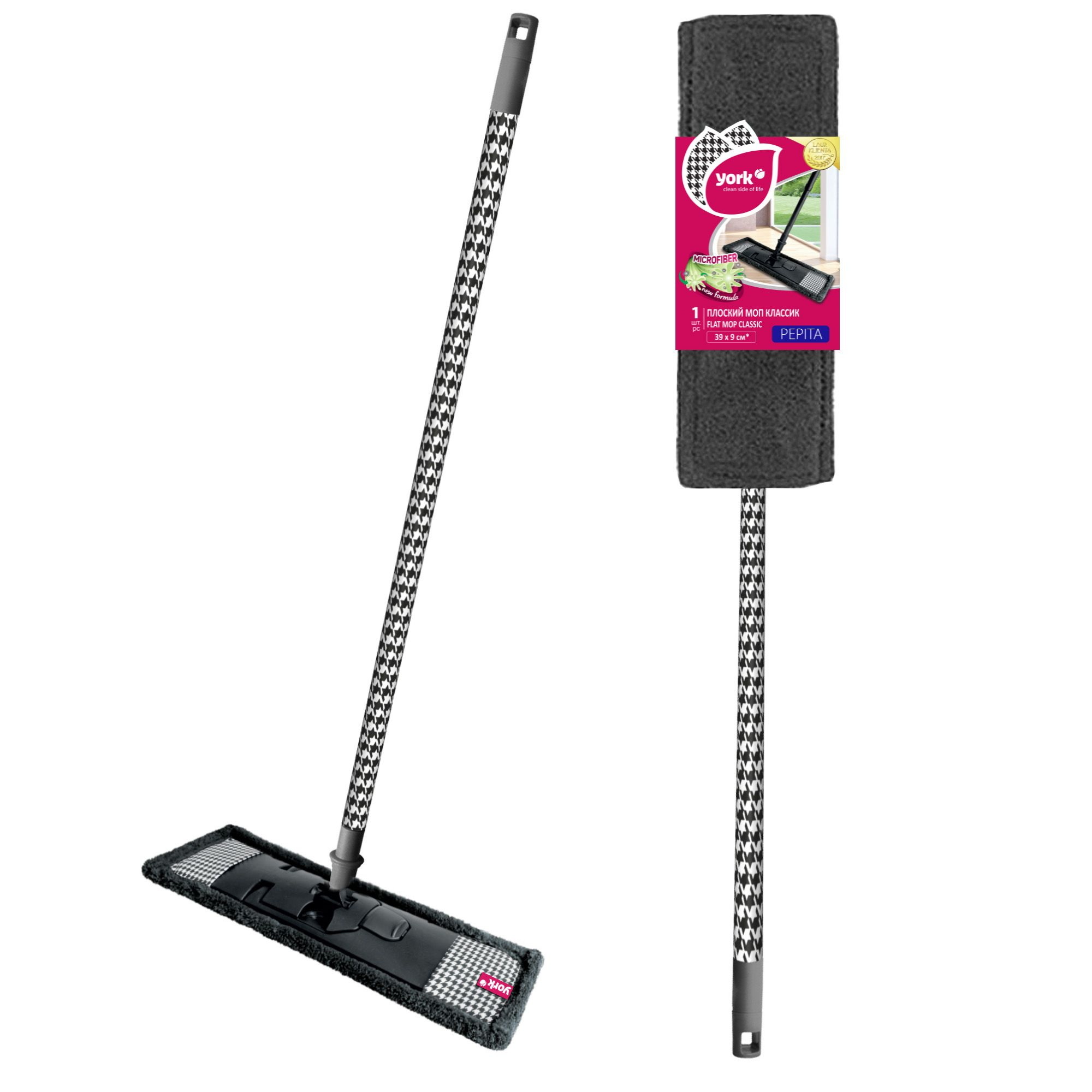 Швабра МОП - СТАЙЛ Классик Пепита с телескоп. черенком 130см 8184 YORK