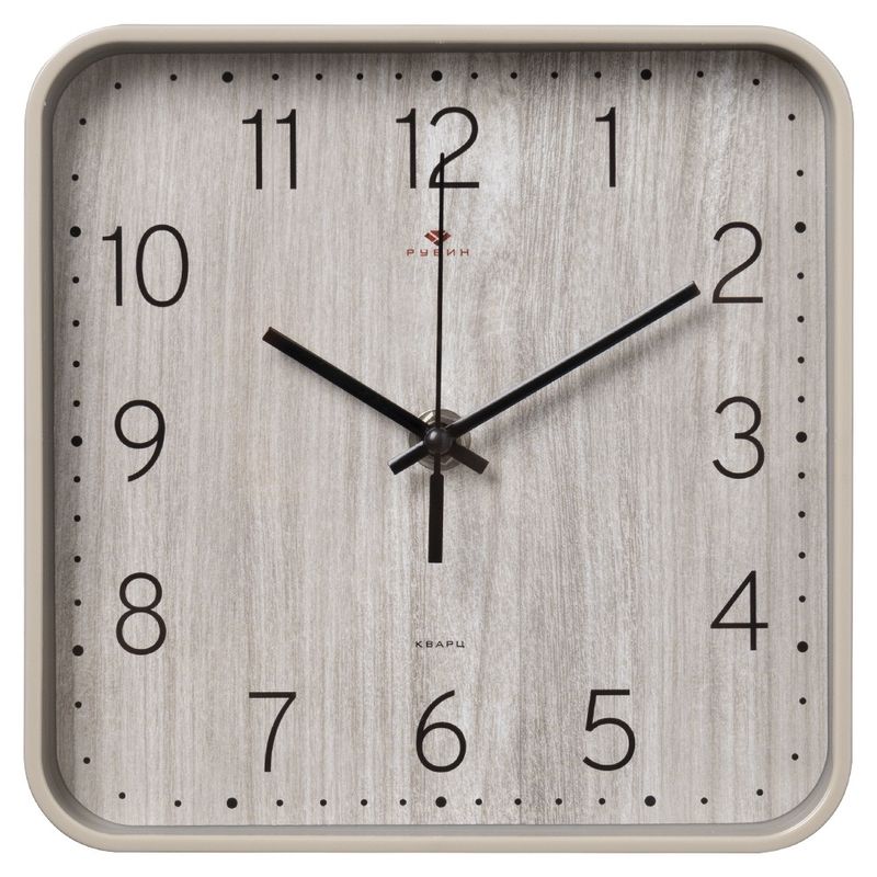 Часы настенные 1918-006 "Рубин" (19*19см.) корпус бежево-серый, "Текстура дерева"