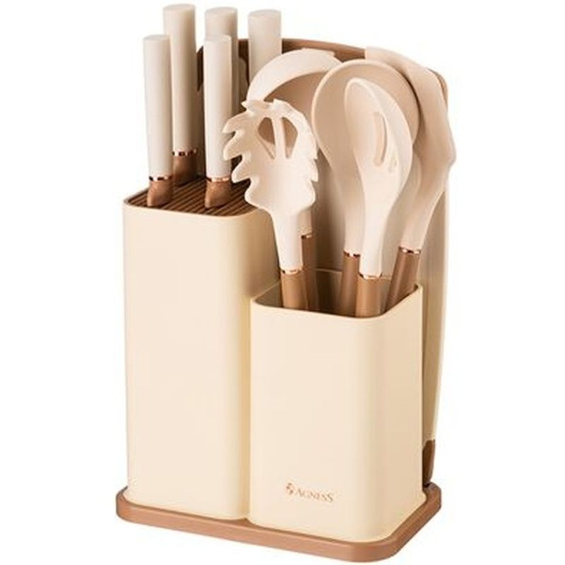 Набор ножей 671-200 12пр. (5 ножей, доска,подставка,половник,ложка,лопатка,шумовка,ложка д/спагетти,