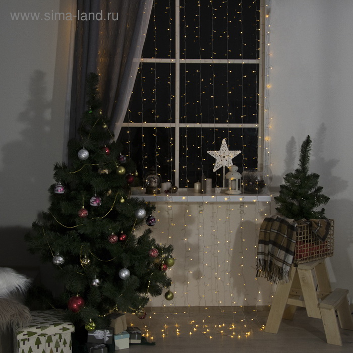 Гирлянда эл. занавес 2,0*3,0м 1080475 LED-720, 8реж. (желтый)