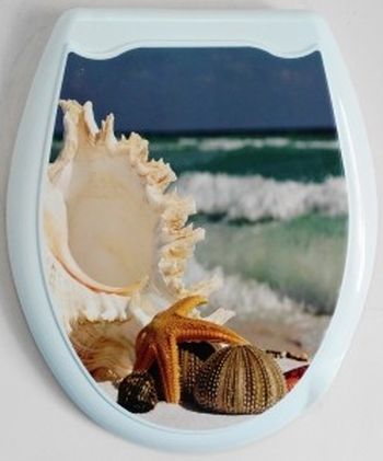 Сиденье д/унитаза "ОКЕАН" с рис. "БЕРЕГ" жест. Нов.