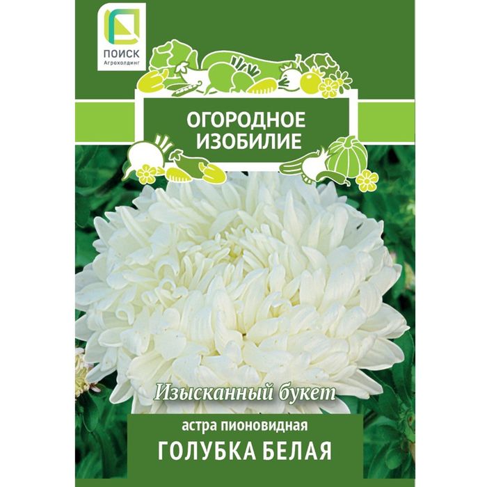 Астра Пионовидная ГОЛУБКА белая 0,3гр. (Огородное изобилие) (Поиск)