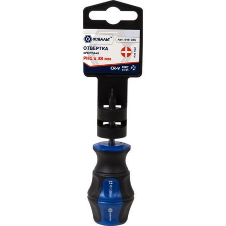 Отвертка крест. PH 1*38мм 646-386 Ultra Grip КОБАЛЬТ CR-V, двухкомп. рукоятка Отвертка крест. PH 1*38мм 646-386 Ultra Grip КОБАЛЬТ CR-V, двухкомп. рукоятка