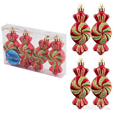 Подвесн.украш. "Яркие конфетки" 005644 (набор 4шт.) Скр