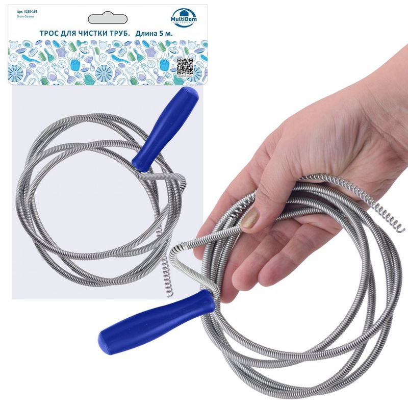 Трос д/чистки труб VL58-169 (5,0м. ) Мд