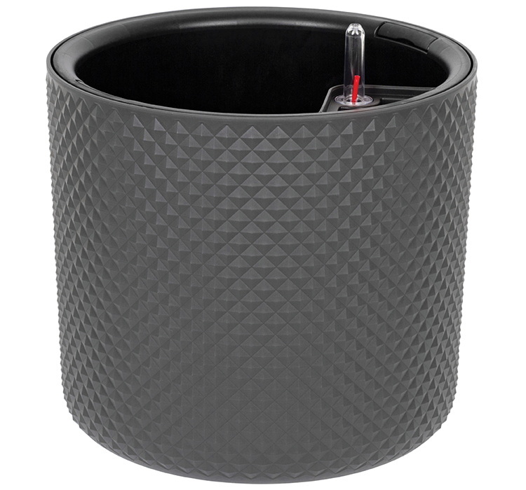 Кашпо ФАСЕТ  d28,0см. КН3238Гр с вставкой и автополивом (Графитовый)