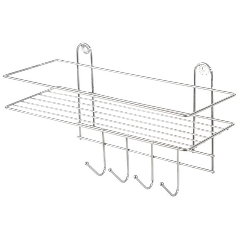 Полка д/ванной LECCO PLUS 310865 c 4-мя крючками (33*12,5*21см) Скр.