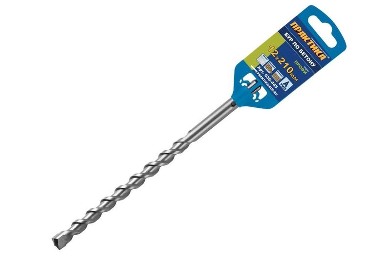 Бур (сверло по бетону) SDS-plus ПРАКТИКА 12*150/210мм 036-445 "Профи"
