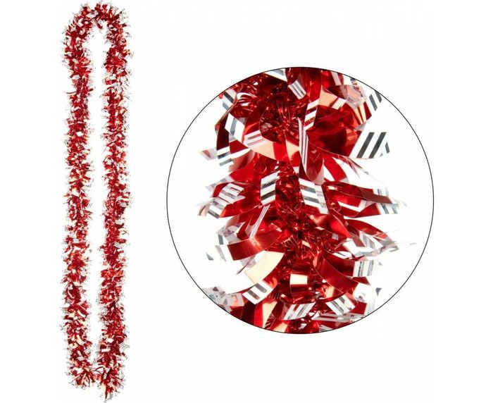 Мишура 2,0м. 6 слоев 106434 SYMTA-1623191 (красный с бел. окант.)СКР