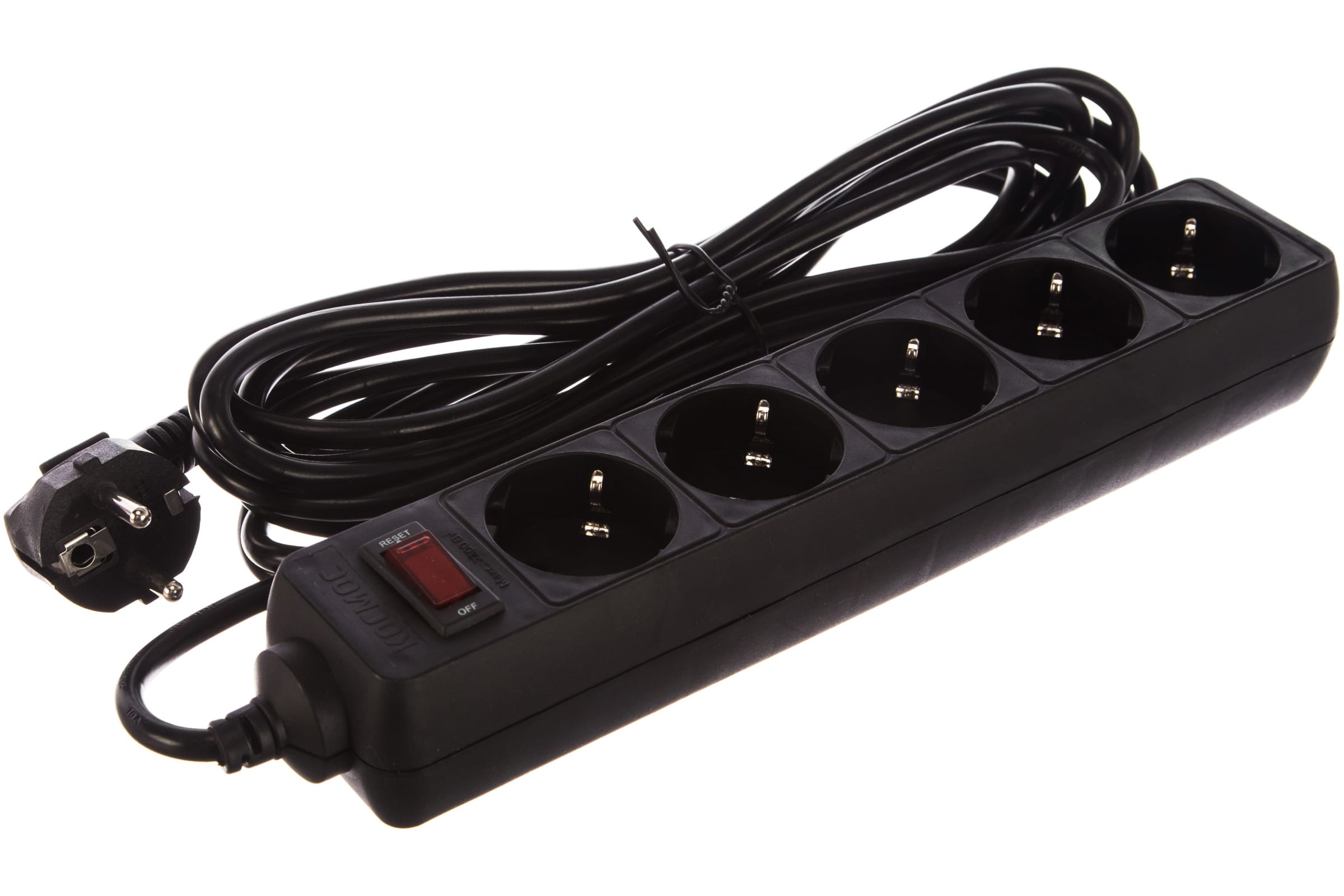 Сетевой фильтр 5м. 5роз. ПВС 3*0,75 (черный) "Космос"