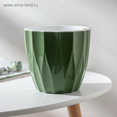 Кашпо ФЛЮТЕ 3,0л. со вставкой 1319 (малахит) ДП