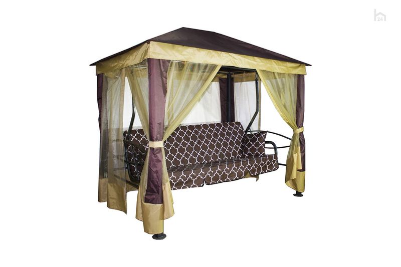 Качель садовая "Монреаль Премиум" МС7029 (4-х местные, с москитной сеткой, цв. коричневый, до 380кг.