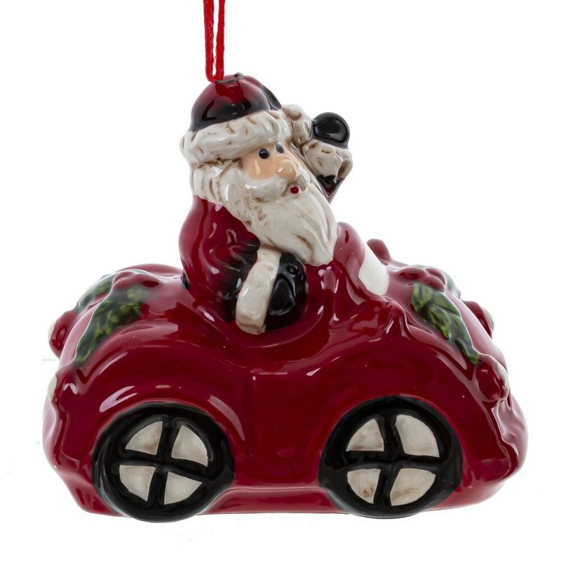 Подвесн.украш. "Дед Мороз на машине" 811718 (7,5*4*6,5см.) (керамика) Р.