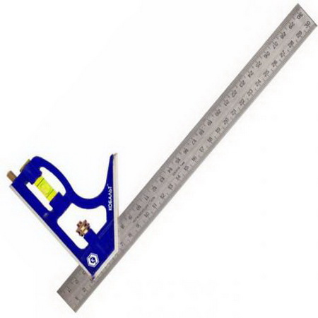 Угольник столярный 300мм 243-479 КОБАЛЬТ с уровнем ,нерж.