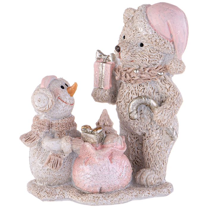 Фигурка "Мишка и снеговик" 162-1277 (8,5*5*10см) ВД