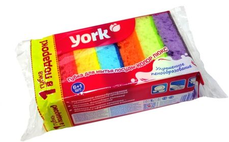 Губка д/посуды КОЛОР ЛЮКС 3018 (6+1шт.)YORK