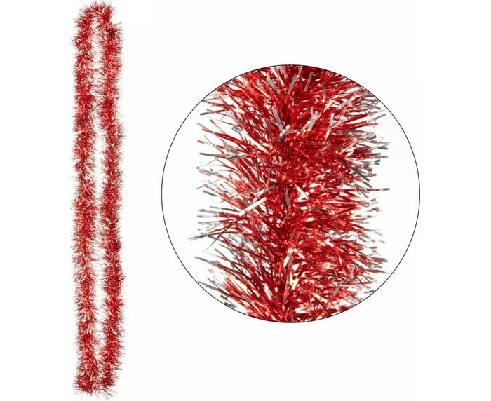 Мишура 2,0м. 6 слоев 106423 SYMTA-1623104 (красный с бел. окант.)СКР