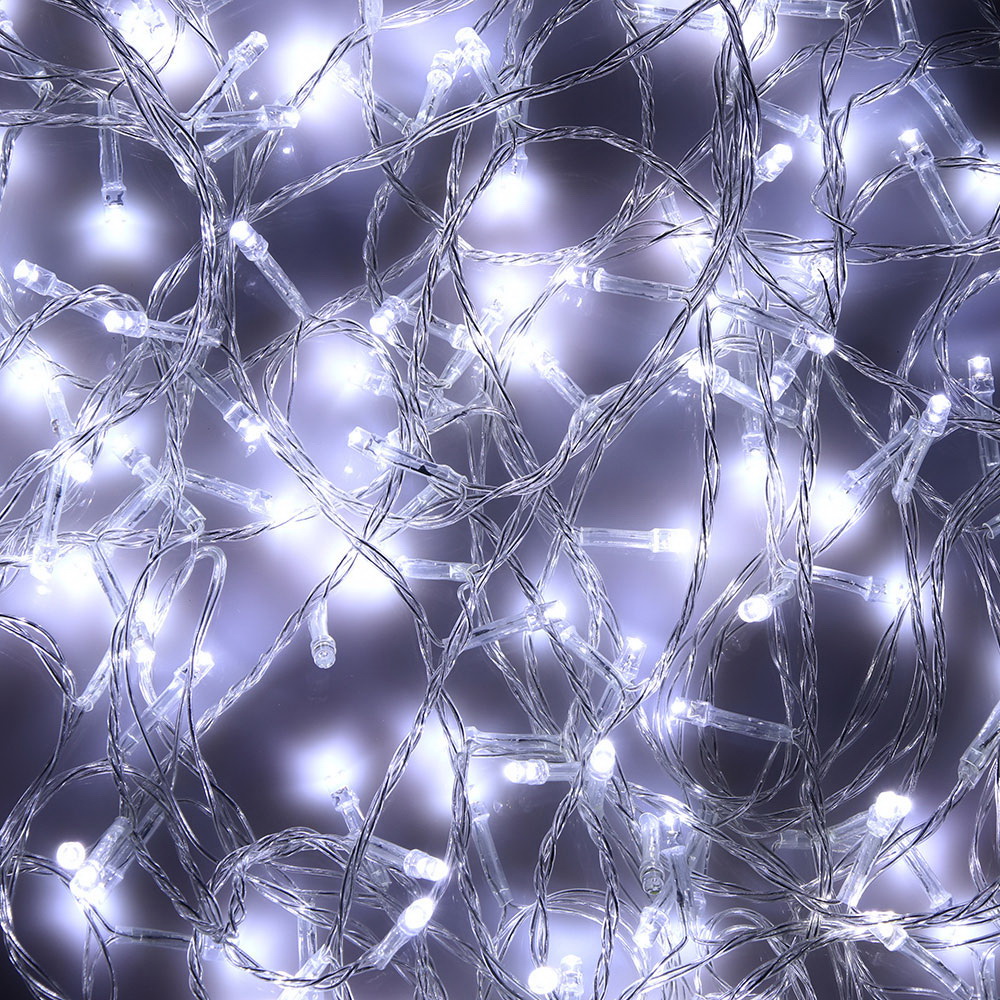 Гирлянда эл. нить 14,0м. 384-039 вьюн, 180LED, белый, пост. свеч., прозрачн. СНОУ БУМ