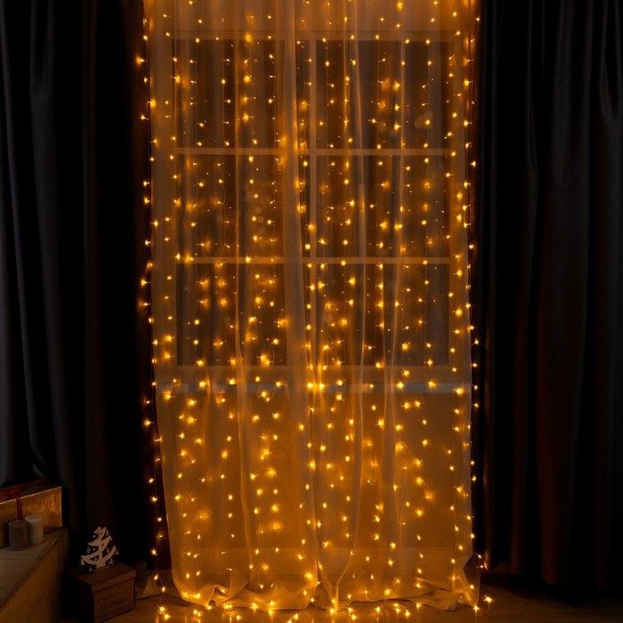 Гирлянда эл. занавес 2,0*3,0м 1080475 LED-720, 8реж. (желтый)