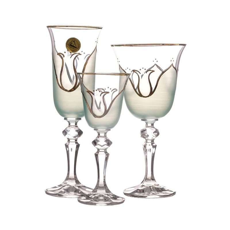 Набор фужеров Тюльпан зеленый 61093 (18пр.) Crystalite Bohemia