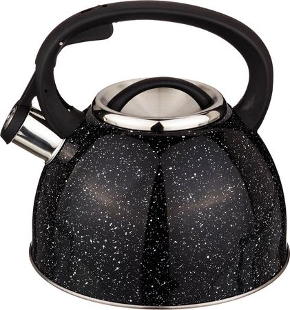 Чайник нерж. 907-045 2,5л. со свист. "Черный мрамор" ВД