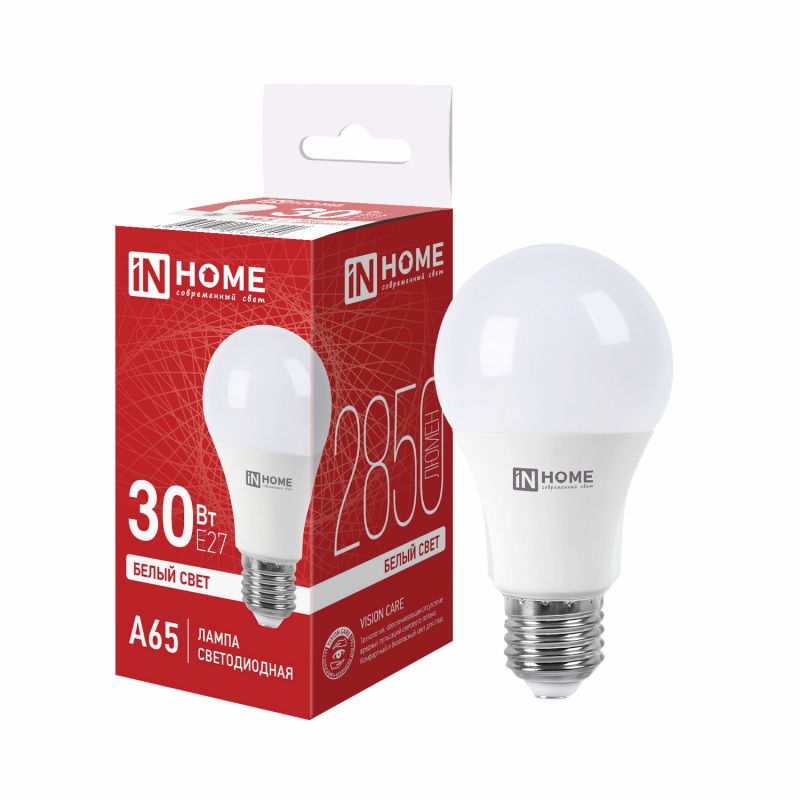Лампа светодиодная 30Вт. LED А65-VC Е27 4000К 2850Лм. ASD/IN HOME