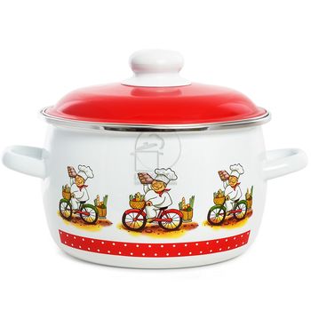 Кастрюля эмал.  3,0л. 6RС181M с\д Чер.