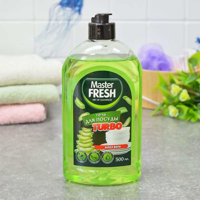 Гель Master FRESH TURBO д/мытья посуды АЛОЭ 0,5л. 8036 (Арвитекс)