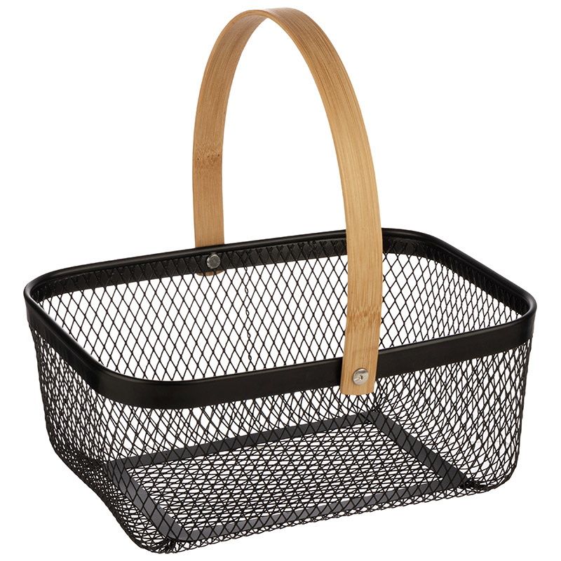 Корзина д/хранения 310904 (23,5*19*10см) прямоуг. с бамб. ручкой Скр.