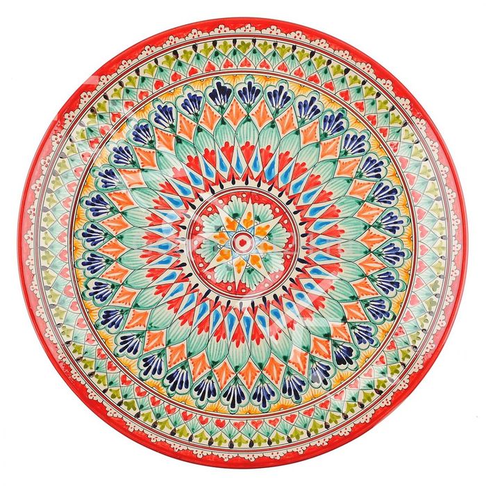 Ляган КРАСНЫЙ МЕХРОБ (блюдо д/плова) 46см. (Узбекистан)