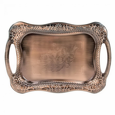 Поднос сервировочный 4124053 (36*25см.) метал. (медь) ЕНС