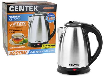Чайник эл. CENTEK CT-0035 (1,5л. 2,0кВт.нерж.  диск) Чайник эл. CENTEK CT-0035 (1,5л. 2,0кВт.нерж.  диск)