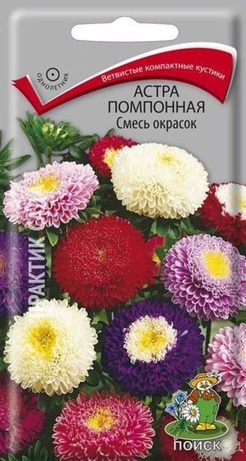 Астра Помпонная СМЕСЬ ОКРАСОК 0,3гр. (Поиск)