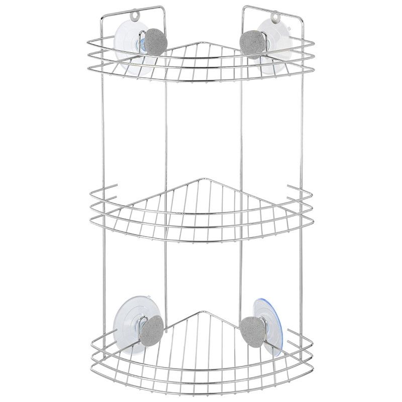 Полка д/ванной угл. 3-х ярусная STONE W2672C 109067 (19,2*19,2*41см) Скр.