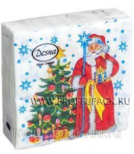 Салфетки бумажные 1сл. Desna 57533/34175 (24*24см.) 40шт. НГ "Дед Мороз и ель" РБ