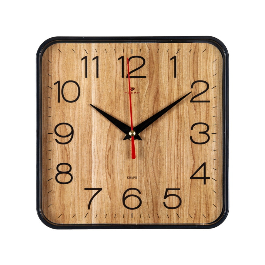 Часы настенные 1918-112 "Рубин" (19*19см.) корпус черный, "Дерево"