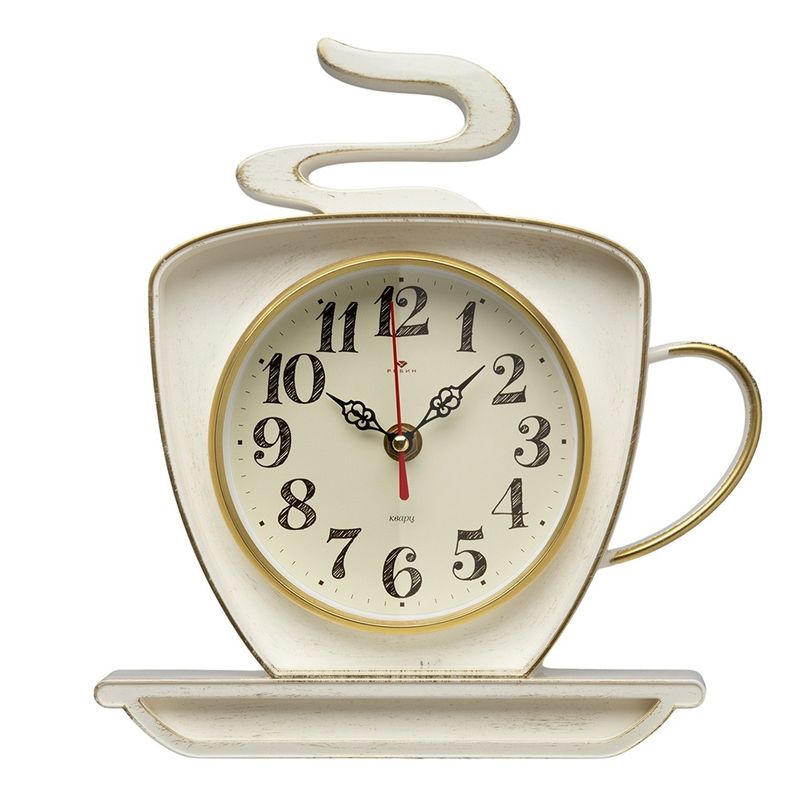 Часы настенные 2523-004 "Рубин" (25*24см.)корпус белый с золотом "Классика"