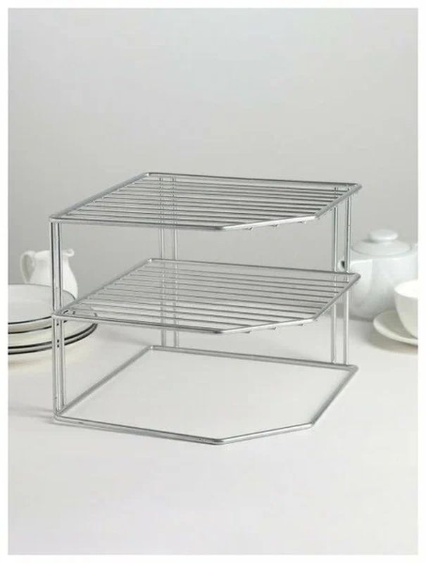Подставка д/посуды угл. АЛТ202С 2-х ярусн. хром (25*25*20см.) СКС