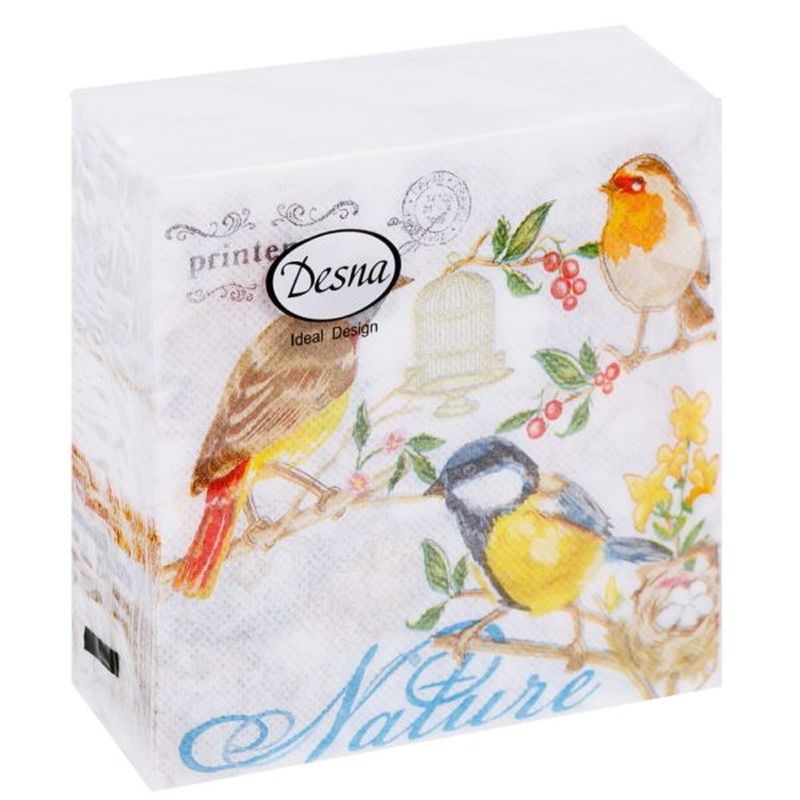 Салфетки бумажные 1сл. Design 41323 (24*24см.) 40шт. "Птицы"  РБ