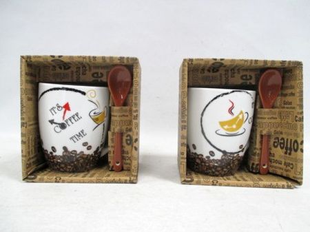 Кружка Бочка с ложкой "Час кофе"340мл. (R03H/1955J/3734) 001527/001251 КС