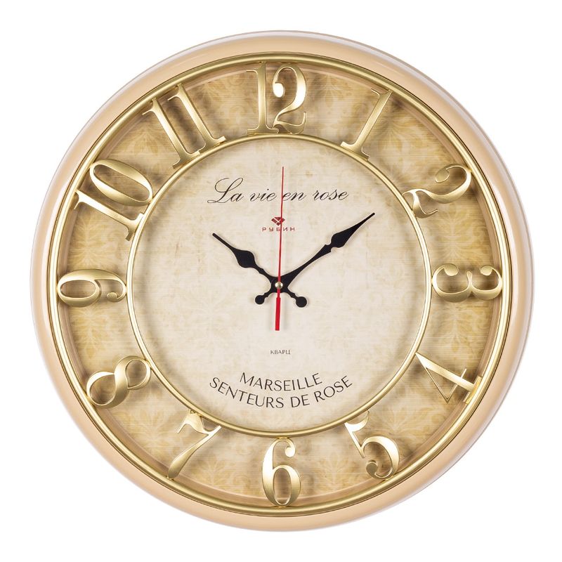 Часы настенные 4141-001 "Рубин" (d=41см) корпус бежевый с золотом "Винтаж"