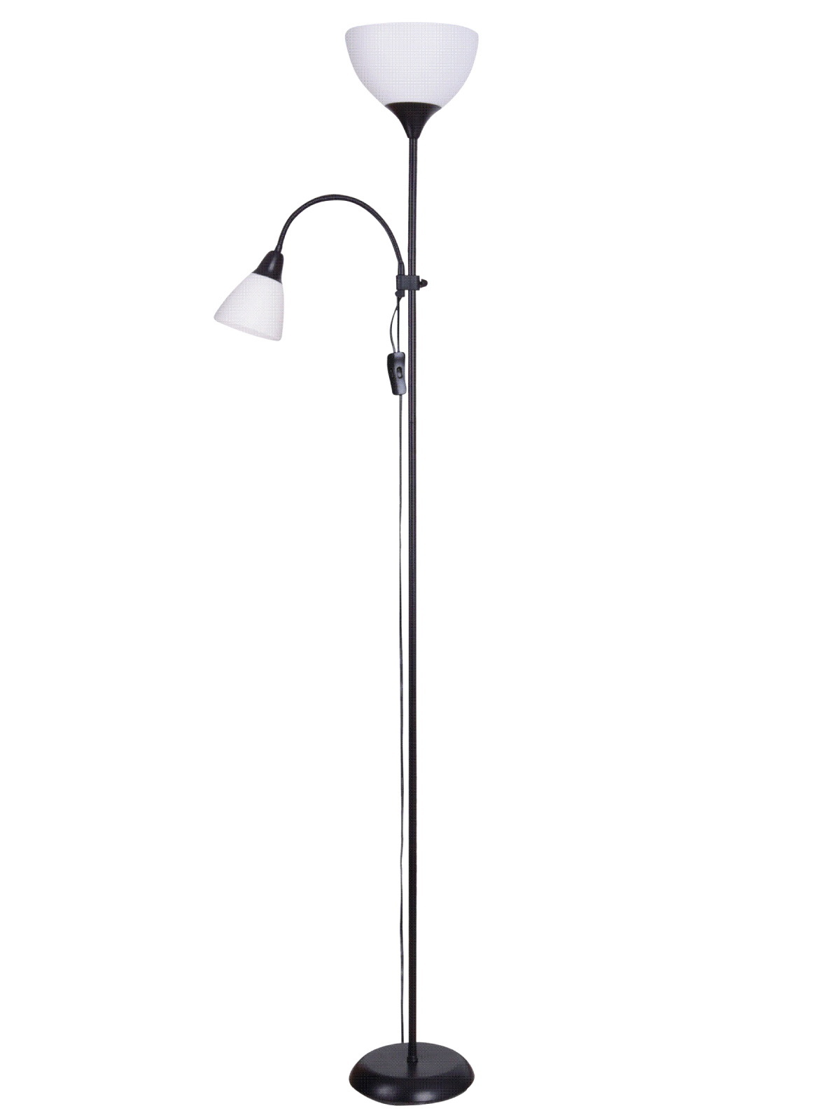 Лампа напольная НТ-802 B, черный ,  с 2-мя плафонами Е27/Е14