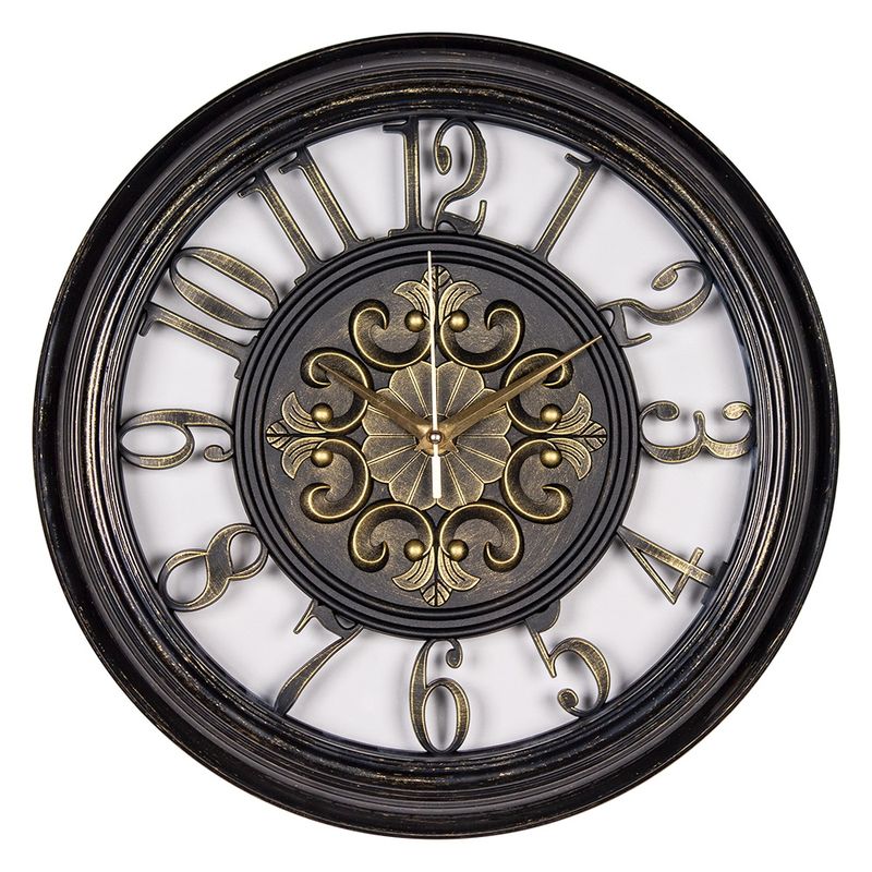 Часы настенные 3526-003 "Рубин" (d=35см) черный с платиной "Античность"