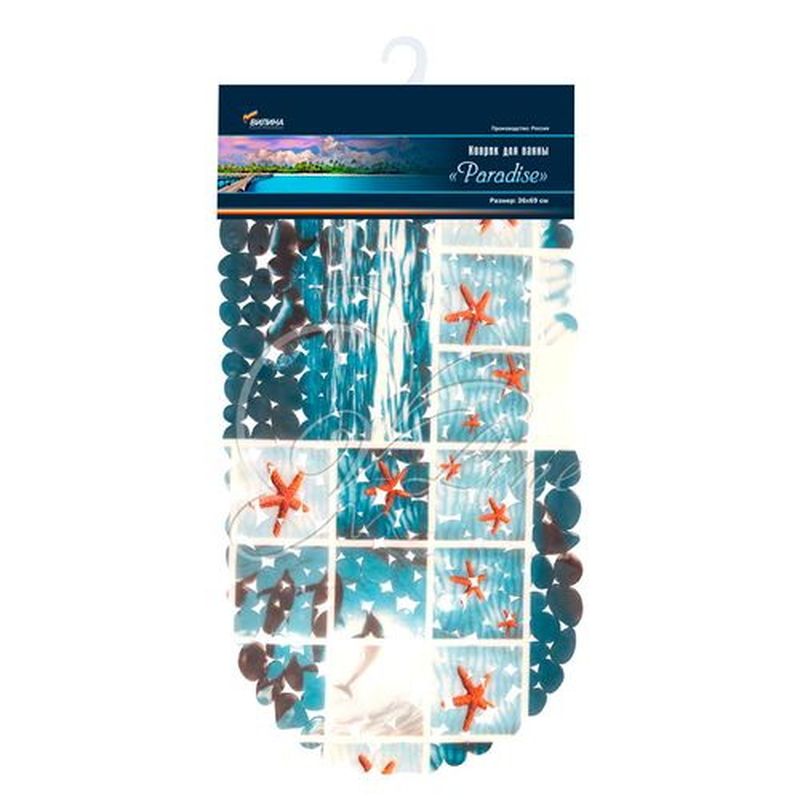Коврик д/ванны на присосках 36*69см. "Paradise"/"Bubbles" FV46-MG/B М