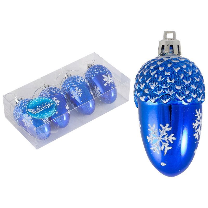 Подвесн.украш. "Желудь" 007456 (набор 4шт.) (синий) Скр