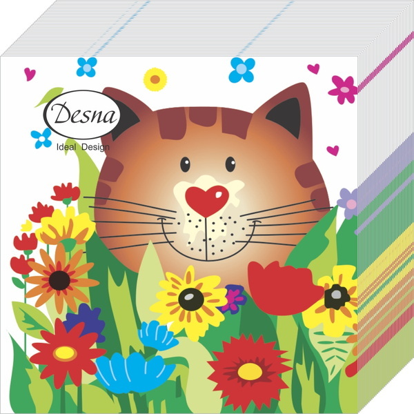 Салфетки бумажные 1сл. Design 21905 (24*24см.) 40шт. "Чеширский кот" РБ Салфетки бумажные 1сл. Design 21905 (24*24см.) 40шт. "Чеширский кот" РБ