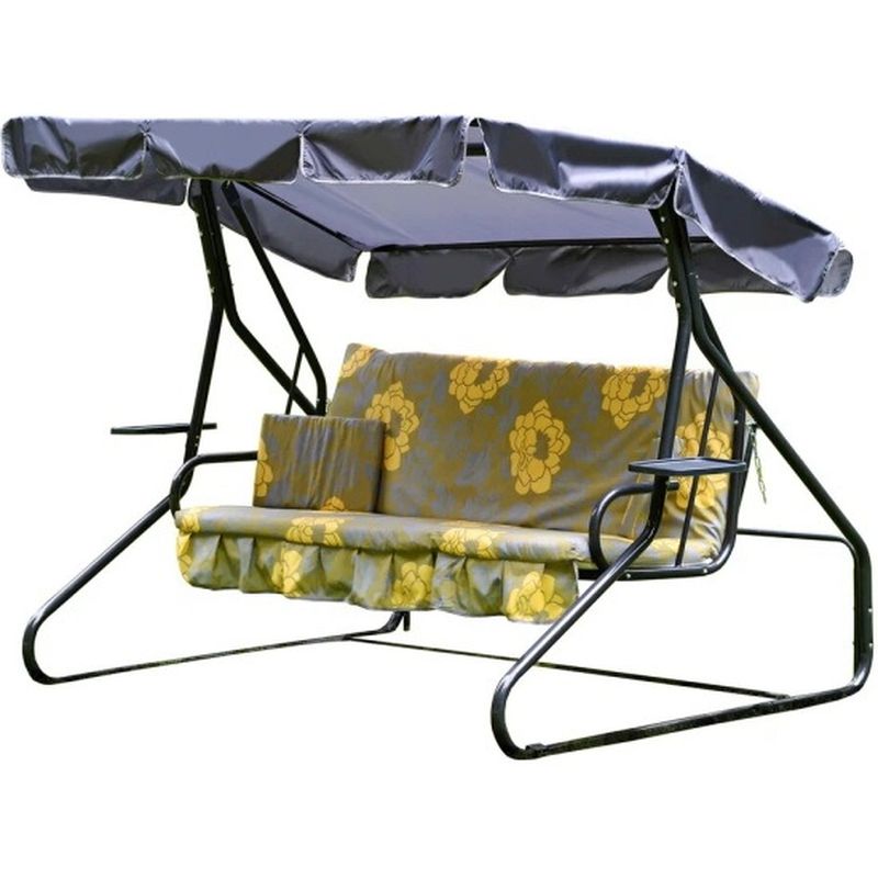 Качель садовая "Люкс 2" с1115/с1479 (3-х местные, цв.антрацит, до 280кг.)