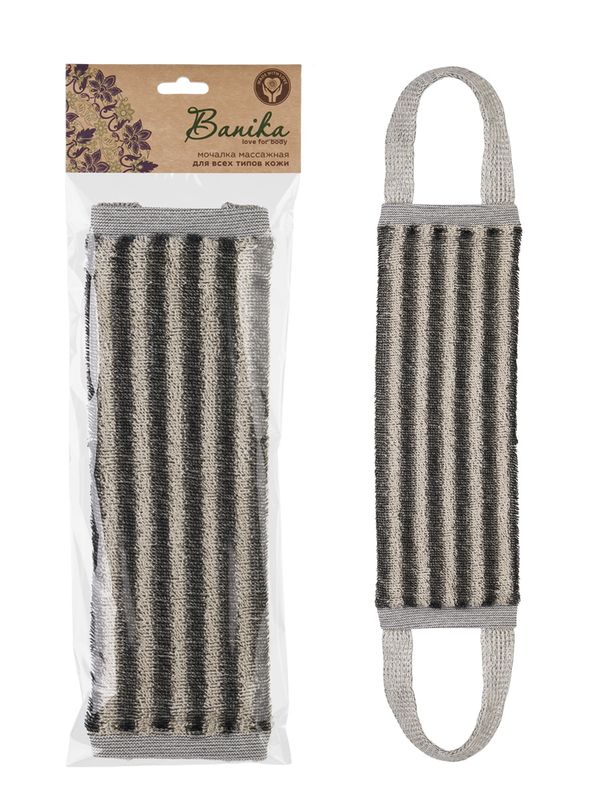 Мочалка из хлопка "Длинная "Чистое настроение" М510162 (36*12см.) поролон, вертик. полоса Е